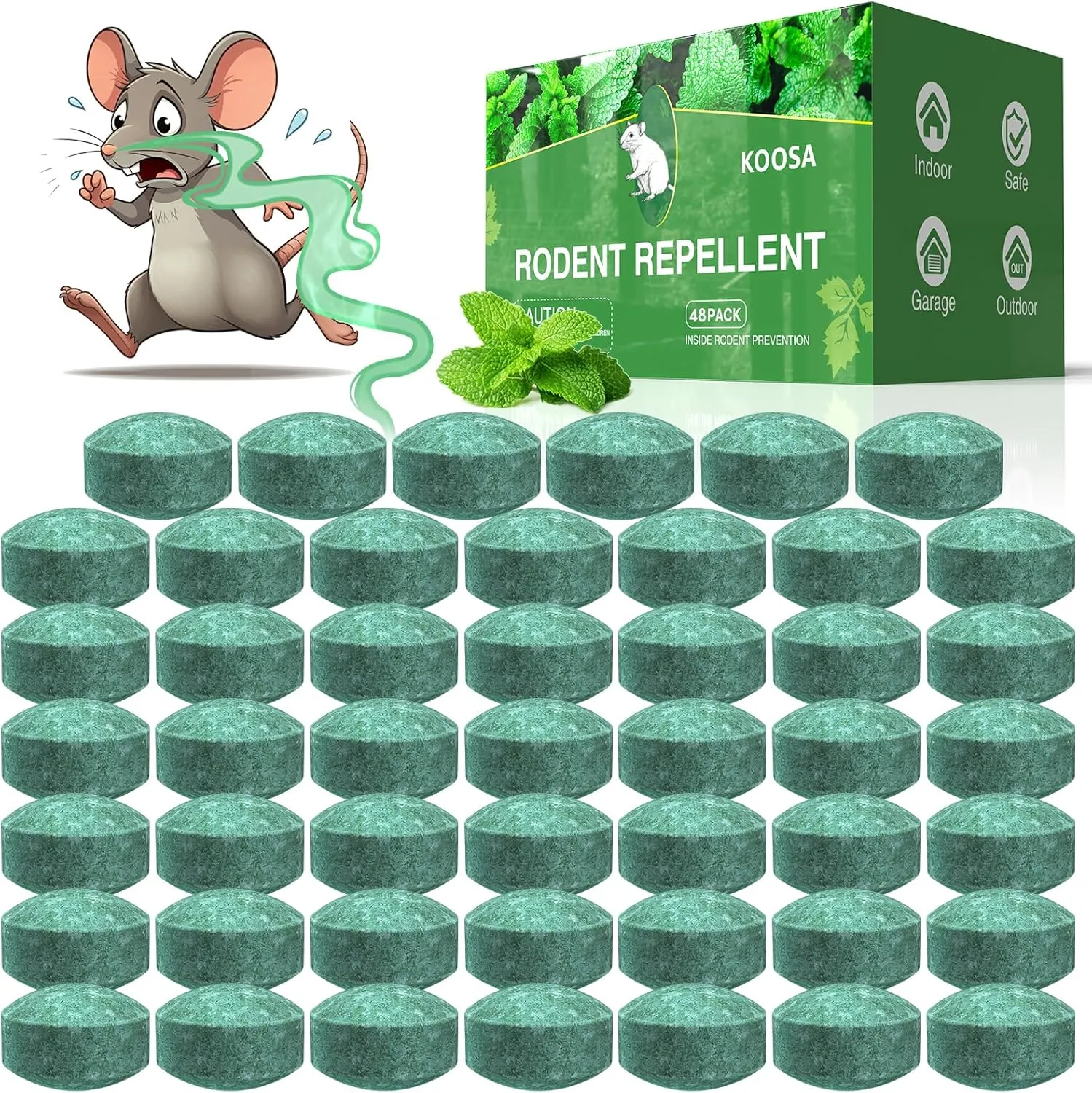 Mouse Rodent Repellent, 48 Pack Peppermint Oil Mouse Repellent Balls for Rats Mice Deterrent, Natural Mouse Traps for Indoor Outdoor Use, Keep Rodents Away from Garden and Home, Family & Pet Safe