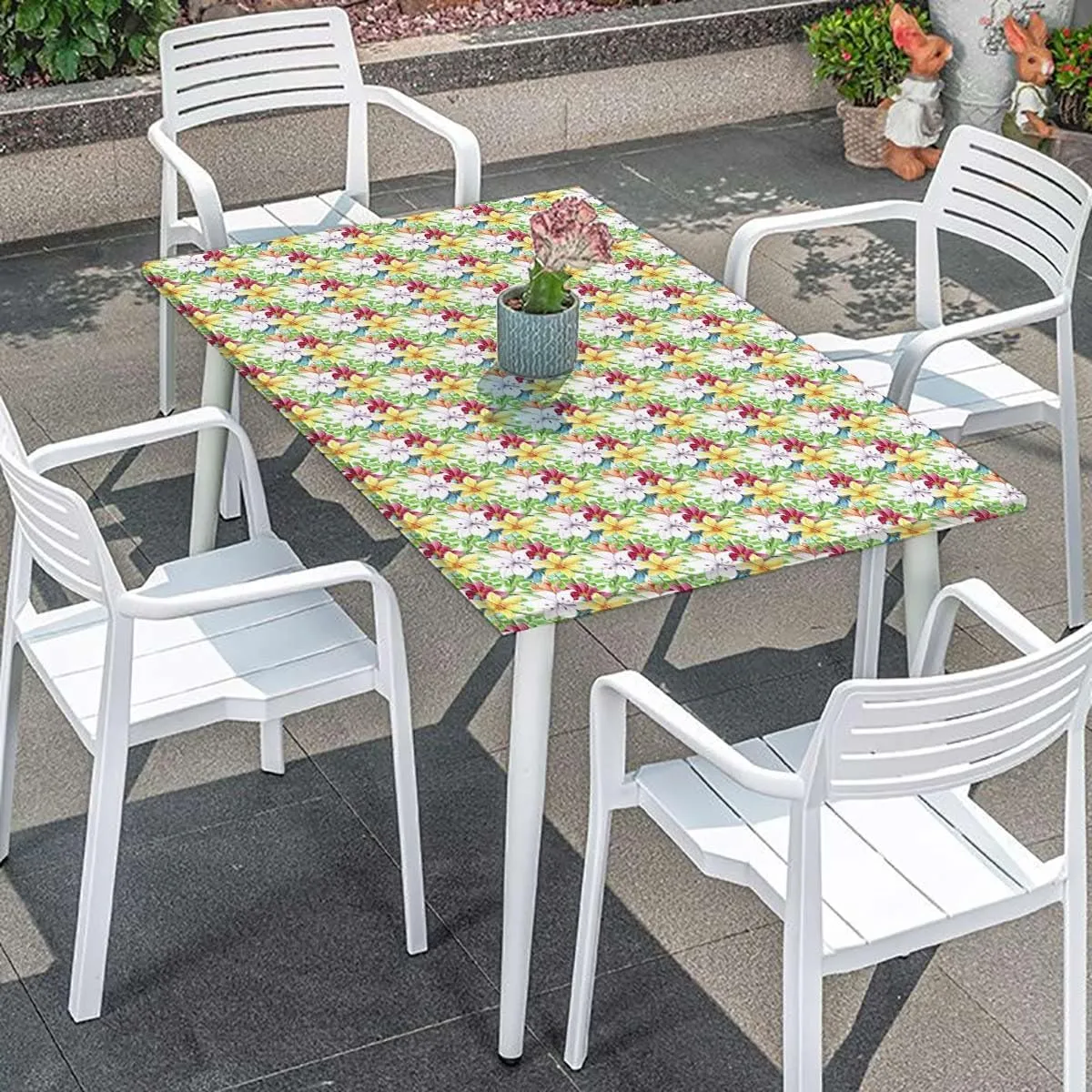 Multi Elastic Fitted Picnic Table Cover Colorful Detailed Mixed Narcissus Flower Tablecloth ?Suitable for Camping Party and Picnic Daffodil Fits up 4 Foot Tables