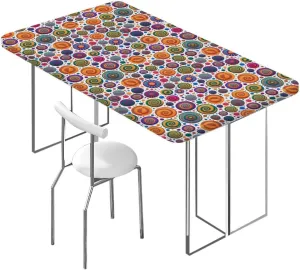 Multi Elastic Fitted Tablecloth Cute Childish Spirals with Funny Dots Bubbles Polyester Fitted Waterproof Outdoor Tablecloth Protector with Elastic Geometric Fits up 5 Foot Tables