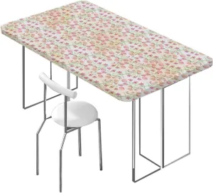 Multi Rectangle Tablecloth, Nostalgic Floral Set Spring Hope Leaf Love Theme Polyester Fitted Waterproof Outdoor Tablecloth Flower Fits up 4 Foot Tables