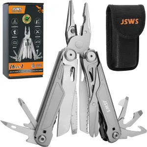 Multi Tool Pliers 16-in-1 Multitool Knife Saw Screwdriver Scissors Bottle Opener Gifts for Men Dad Husband Boyfriend Mens Gifts for Christmas Perfect for Camping Fishing Hiking Survival