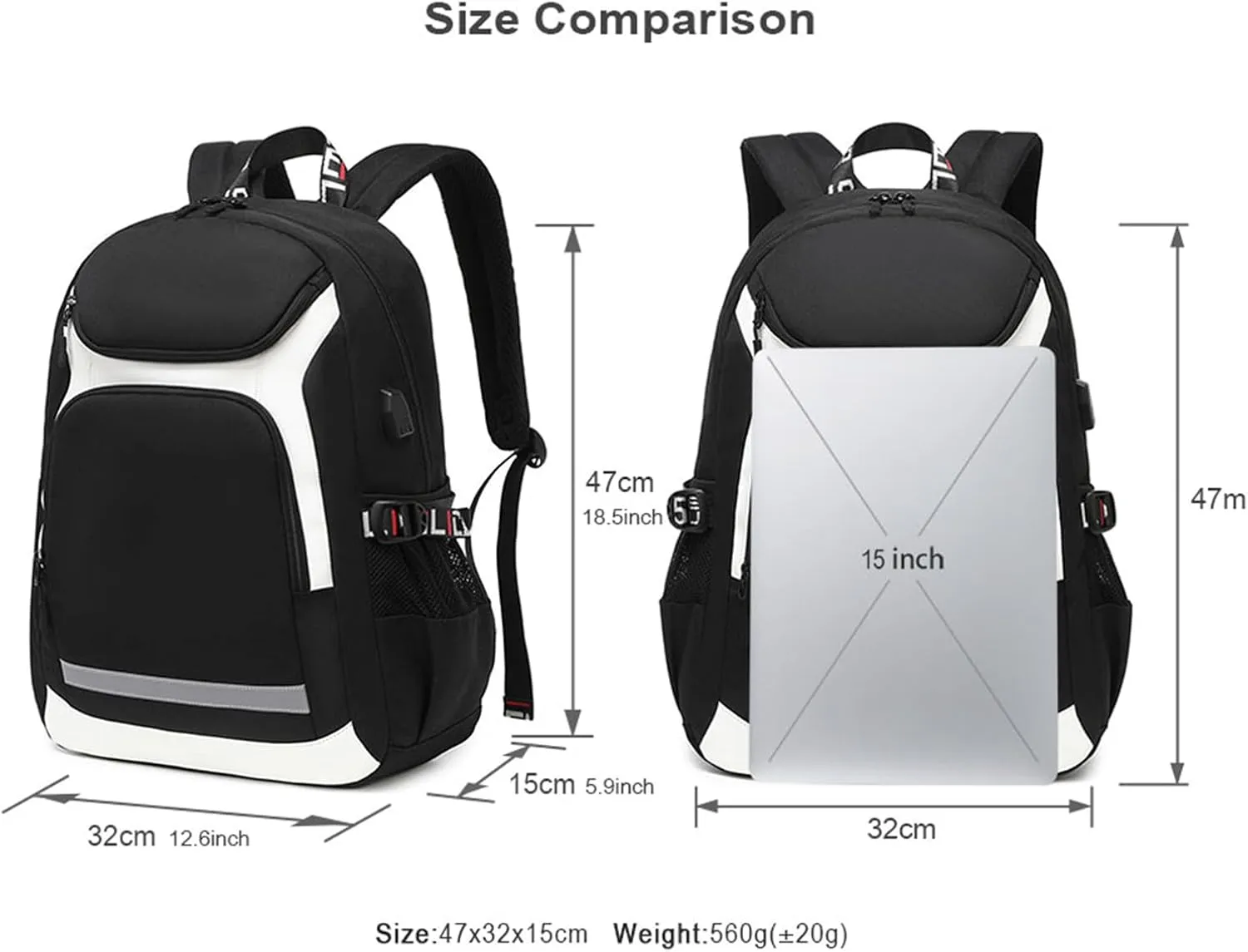 Multifunction Waterproof Car Book Bag-Basic Large Capacity Travel Bag Casual Backpack with USB Charging Port