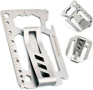Multitool Card - Credit Card Multitool - Wallet Size Slim, Minimalist, Stainless Steel - Multipurpose Survival Card With Can Opener, Screwdrivers, Wrench, Ruler, Money clip by Hayvenhurst