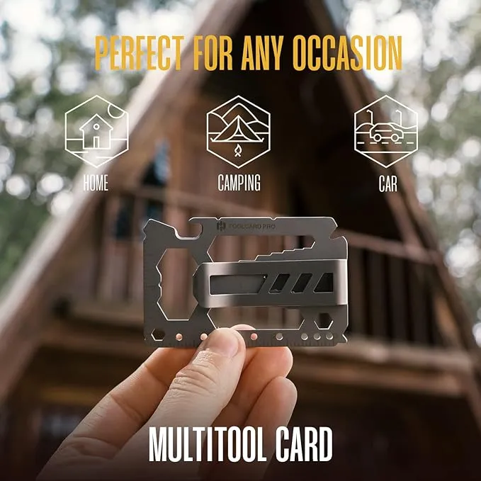 Multitool Card - Credit Card Multitool - Wallet Size Slim, Minimalist, Stainless Steel - Multipurpose Survival Card With Can Opener, Screwdrivers, Wrench, Ruler, Money clip by Hayvenhurst