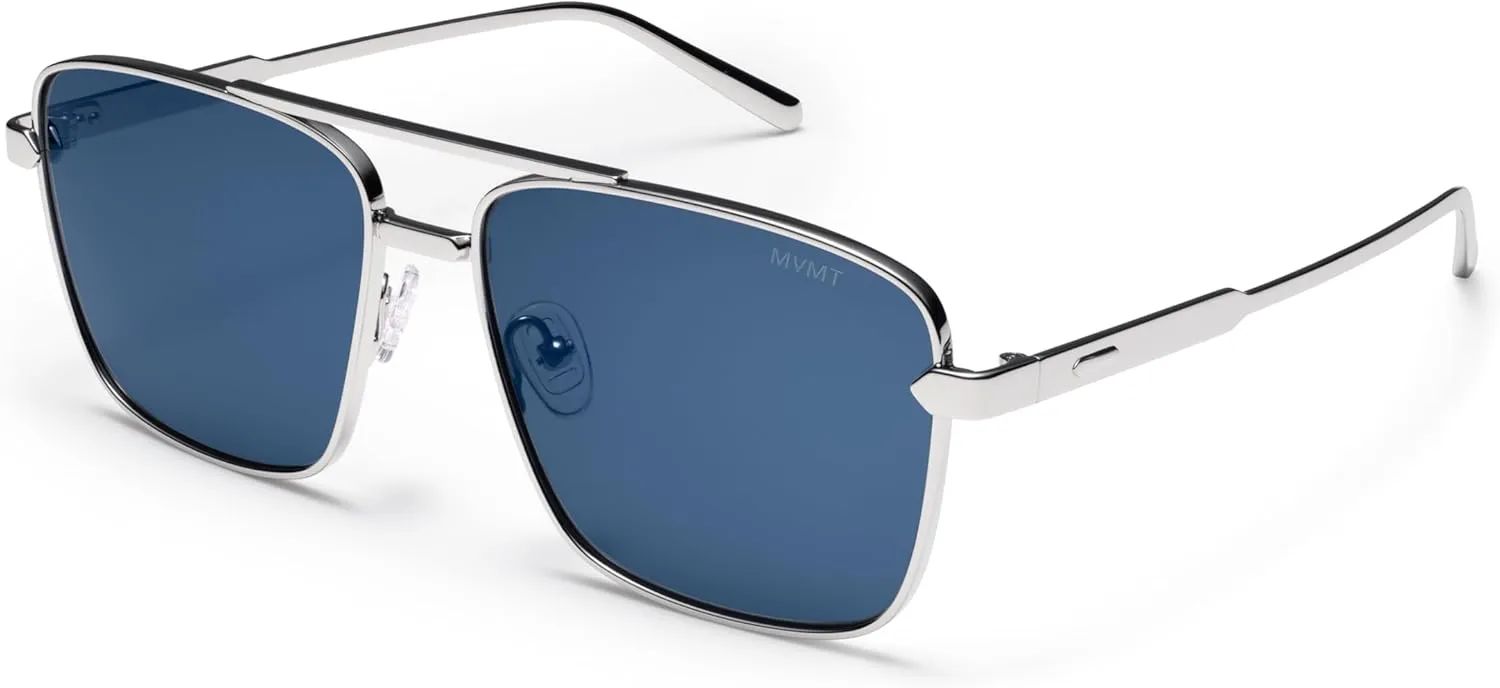 MVMT Horizon Square Aviator Sunglasses with Polarized, Water-Resistant, and Smudge-Proof Lenses