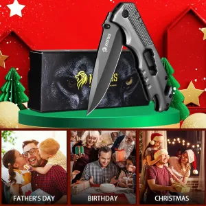 NedFoss FA48 Pocket Knife for Men with Bottle Opener, Glass Breaker, Seatbelt Cutter and Wrench, 5-in-1 Multitool Folding/Survival Knife for Emergency Rescue Situations, Home Improvements