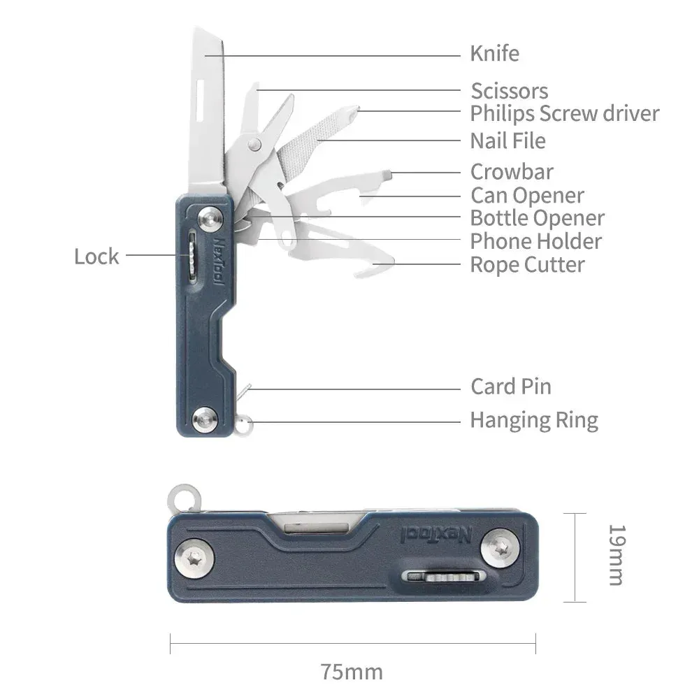 NEXTOOL 10-in-1 Folding Knife EDC Multitool with Scissors and Screwdrivers