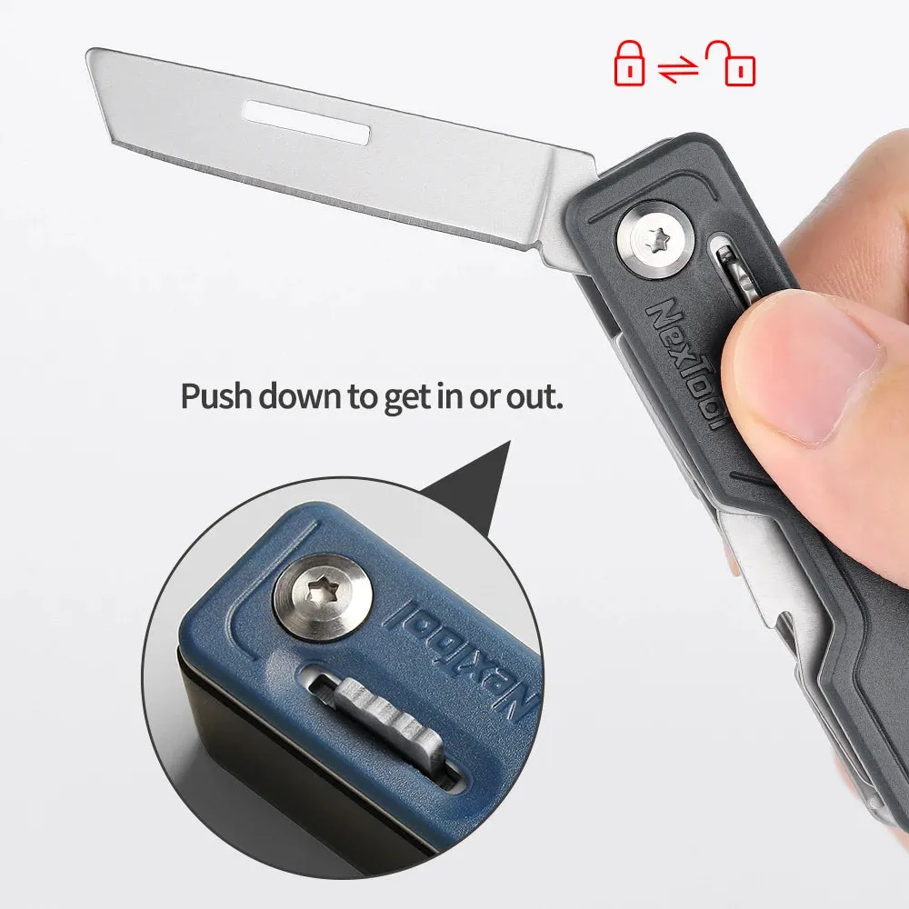 NEXTOOL 10-in-1 Folding Knife with Scissors and Screwdriver for Camping and EDC