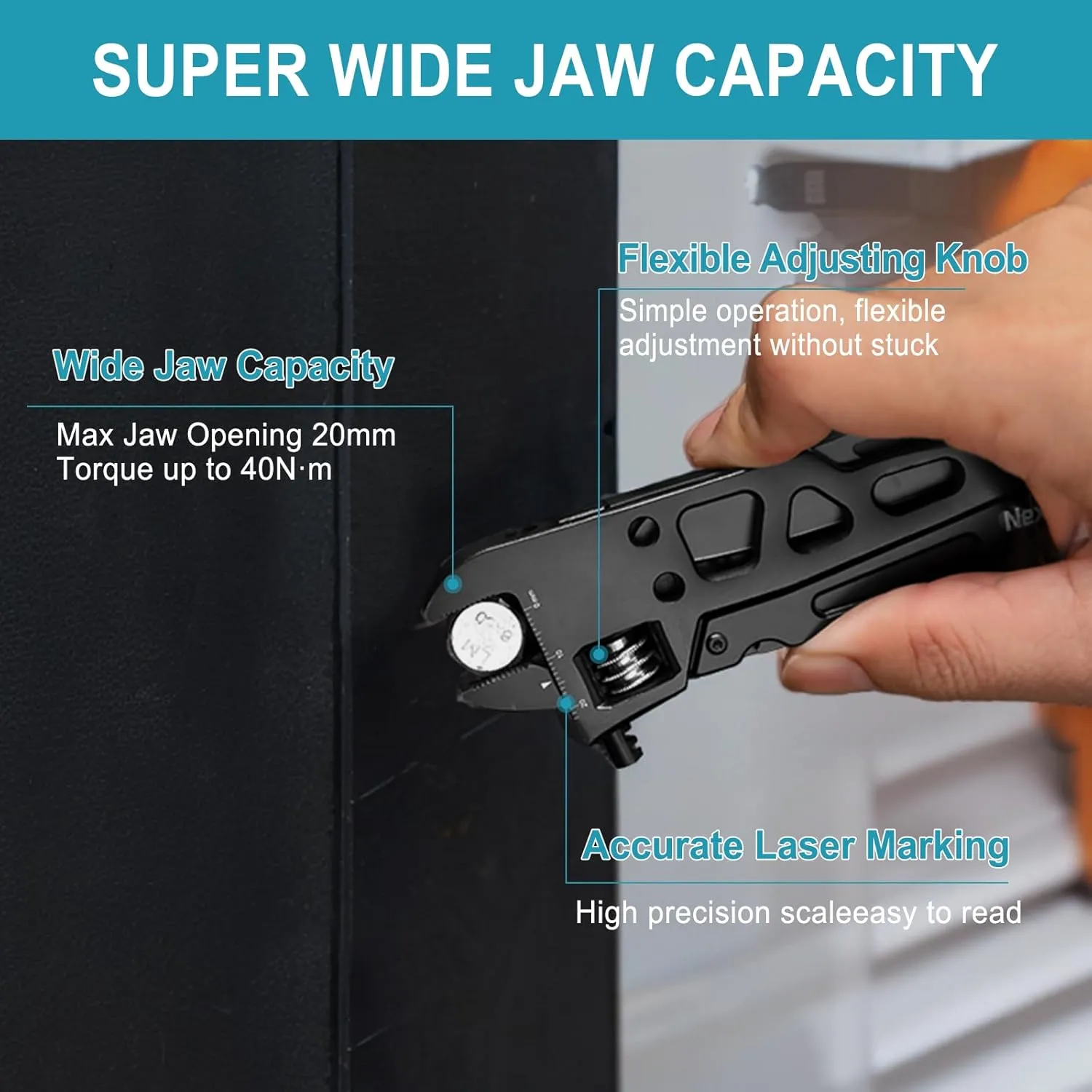 NexTool Adjustable Wrench Multitool, 9 in 1 Multi Tool with Multitool Pliers, Adjustable Wrench, Pocket Knife and Screwdriver, Foldable Stainless Steel Multi-Tool for Mechanical Maintenance, Camping