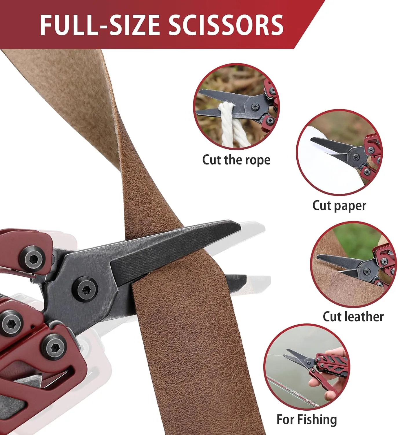NexTool Flagship Pro, Multi Tool, Multitool Pliers with Big Folding Scissors, Replaceable Wire Cutters and Safety Locking, Multi Tool Pocket Knife, Survival Tools with Glass Breaker, Gifts for Men-Red
