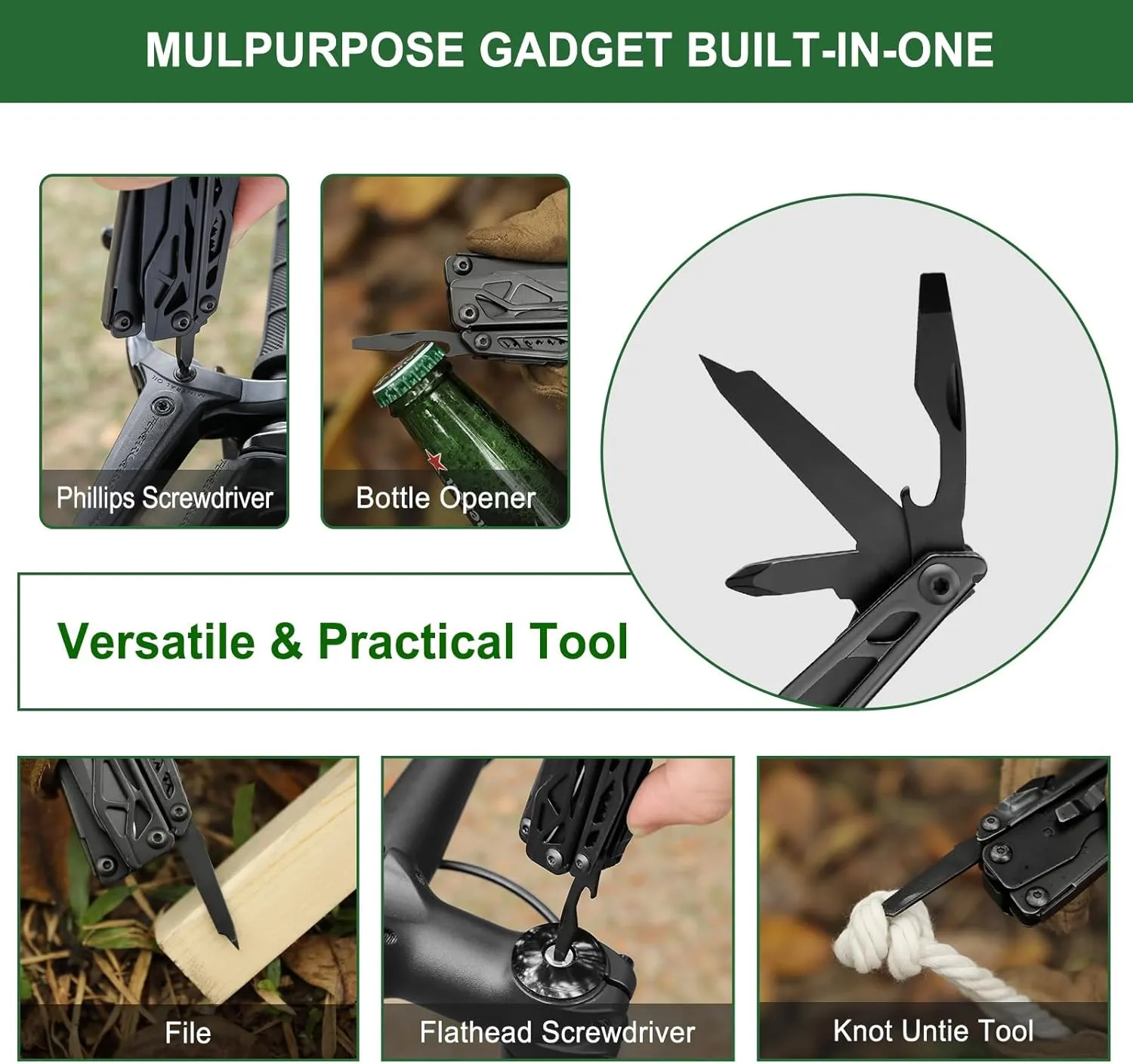 NexTool Multitool, 11 in 1 Multi Tool with Needle Nose Pliers, Scissors and Screwdriver Bits, Stainless Steel Multi Tool Pocket Knife with Safety Locking for Camping,Fishing,Hiking, Mens Gifts Unique