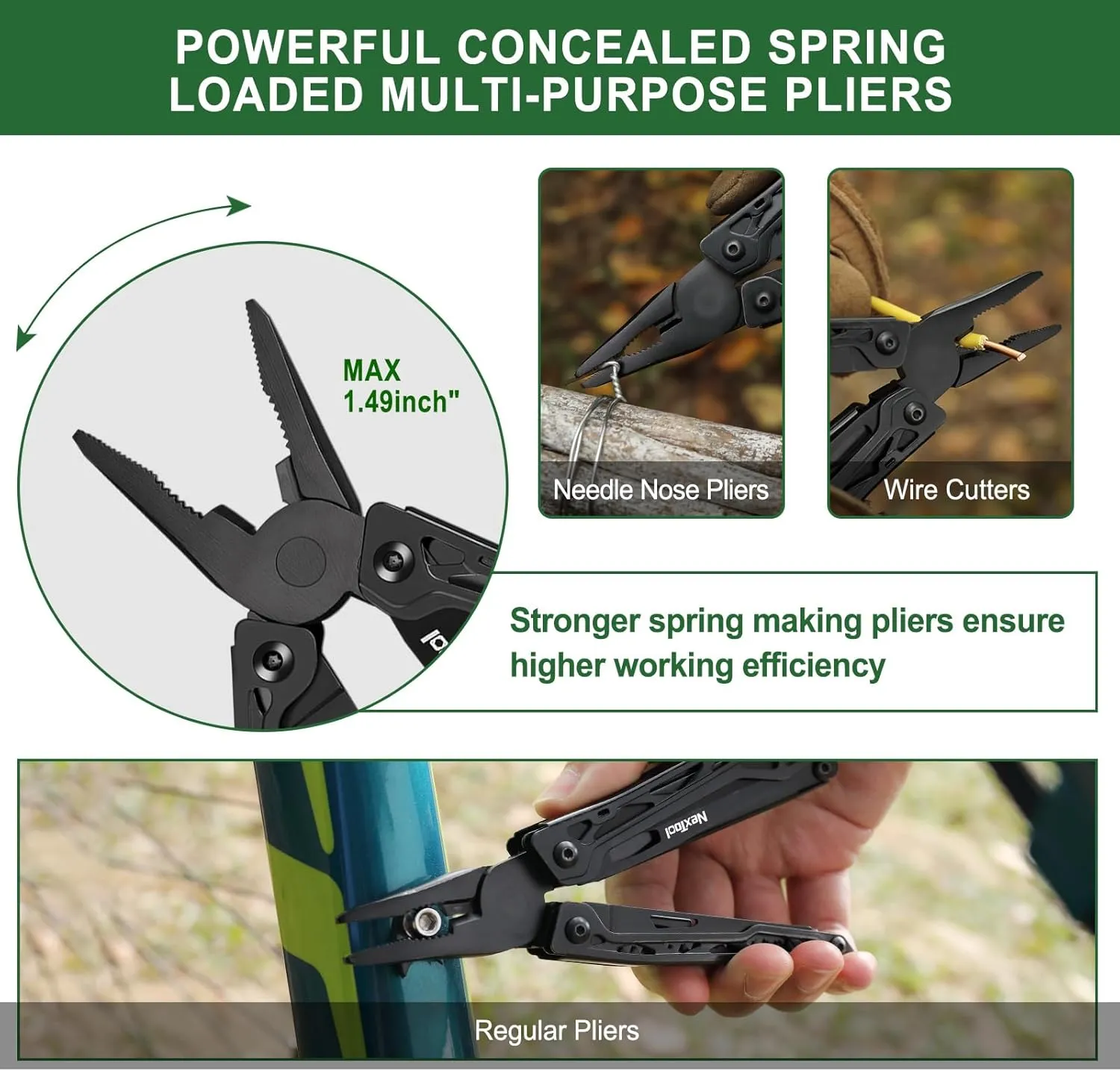 NexTool Multitool, 11 in 1 Multi Tool with Needle Nose Pliers, Scissors and Screwdriver Bits, Stainless Steel Multi Tool Pocket Knife with Safety Locking for Camping,Fishing,Hiking, Mens Gifts Unique