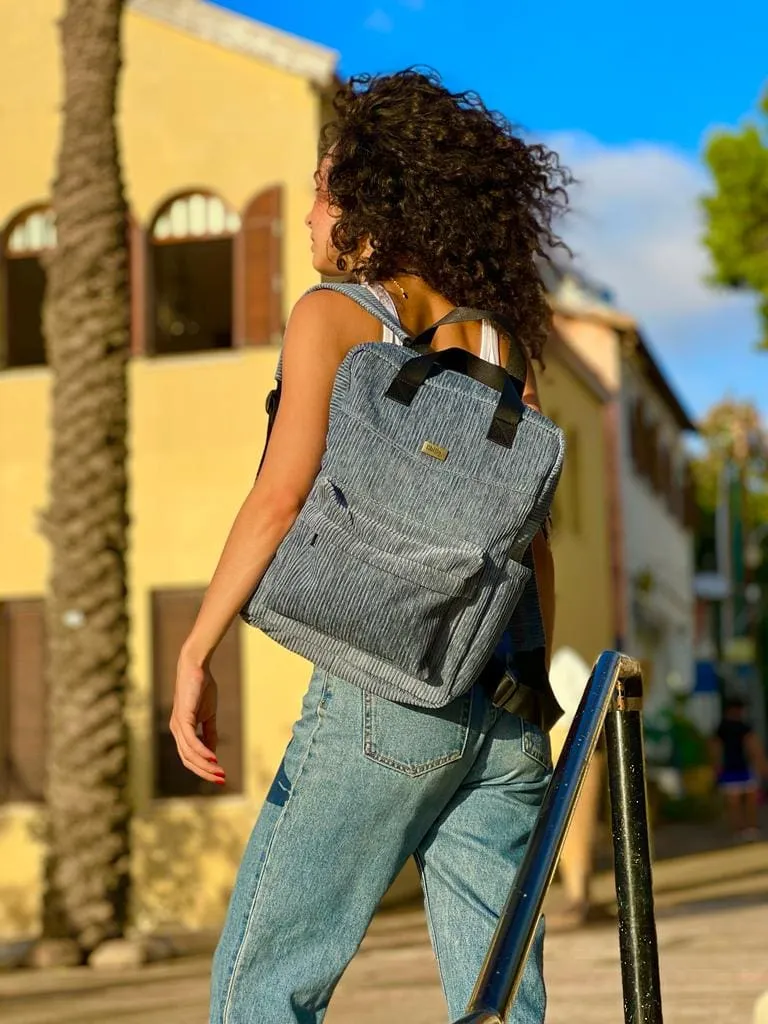 NOAH Blue-Grey Corduroy Backpack
