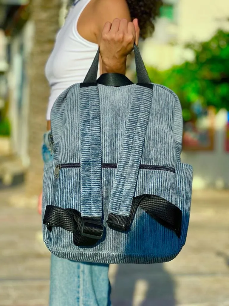 NOAH Blue-Grey Corduroy Backpack