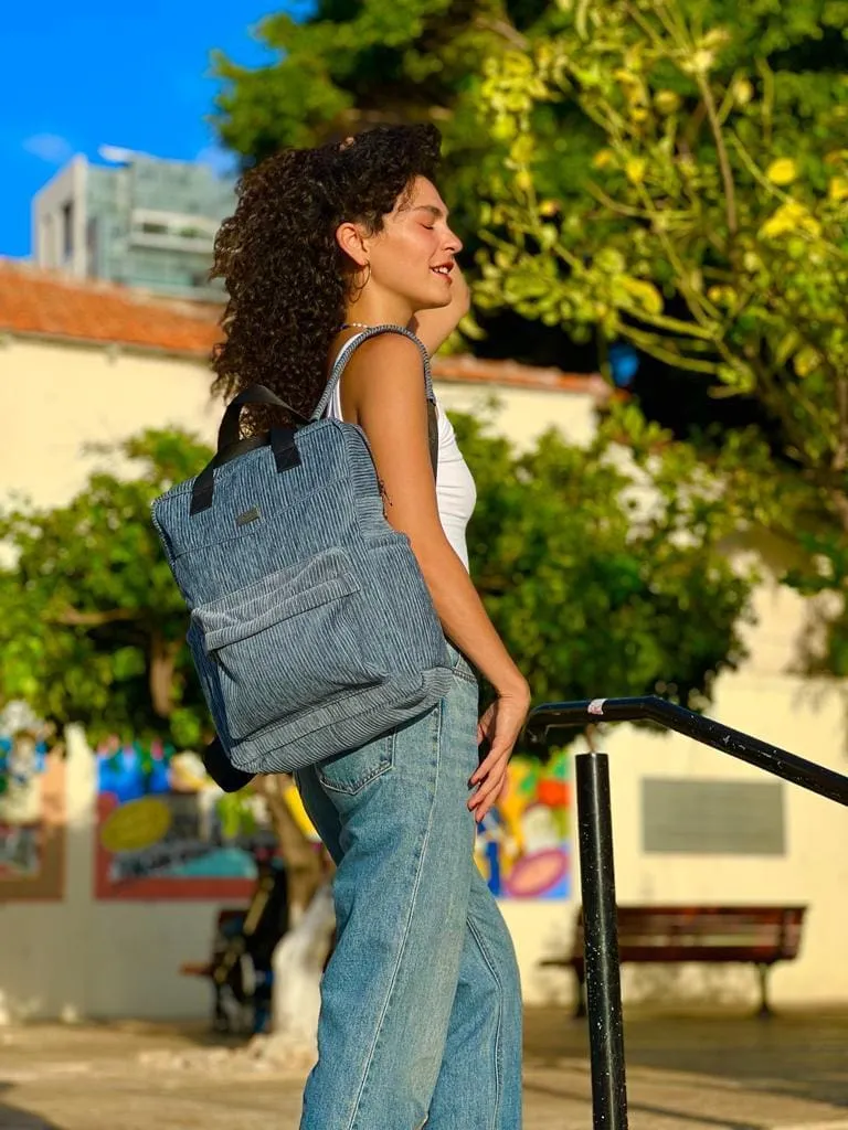 NOAH Blue-Grey Corduroy Backpack