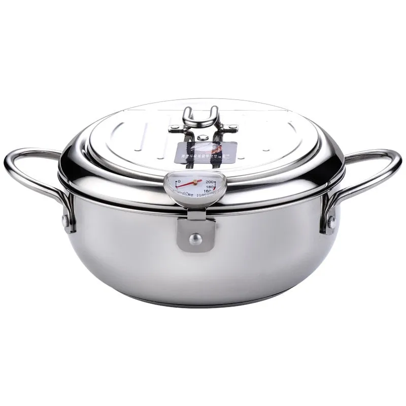 Nonstick Stainless Steel Deep Frying Pans & Skillets With Thermometer