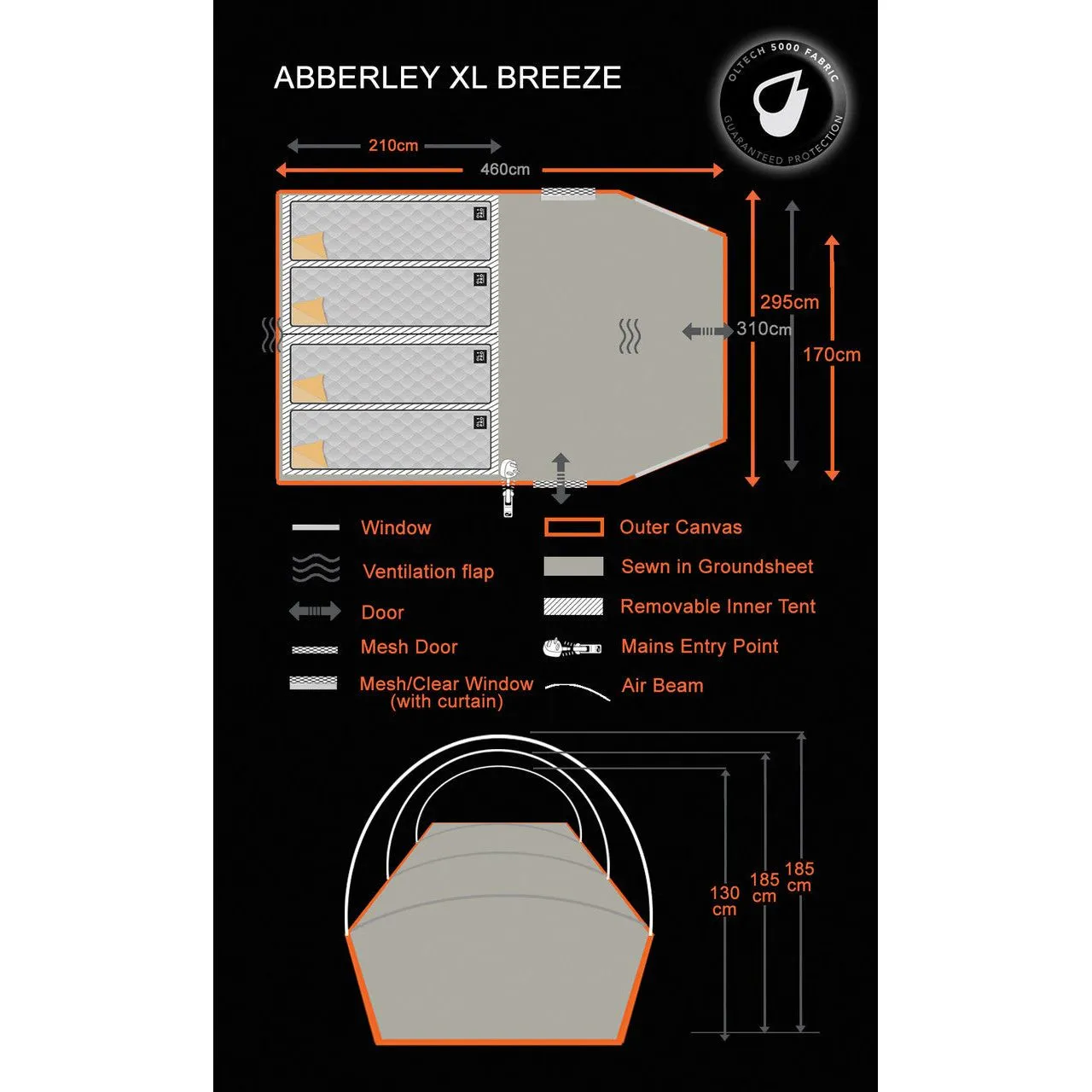 Olpro Abberley Breeze XL  - 4 Berth Inflatable Tent Recyled Bottle Material