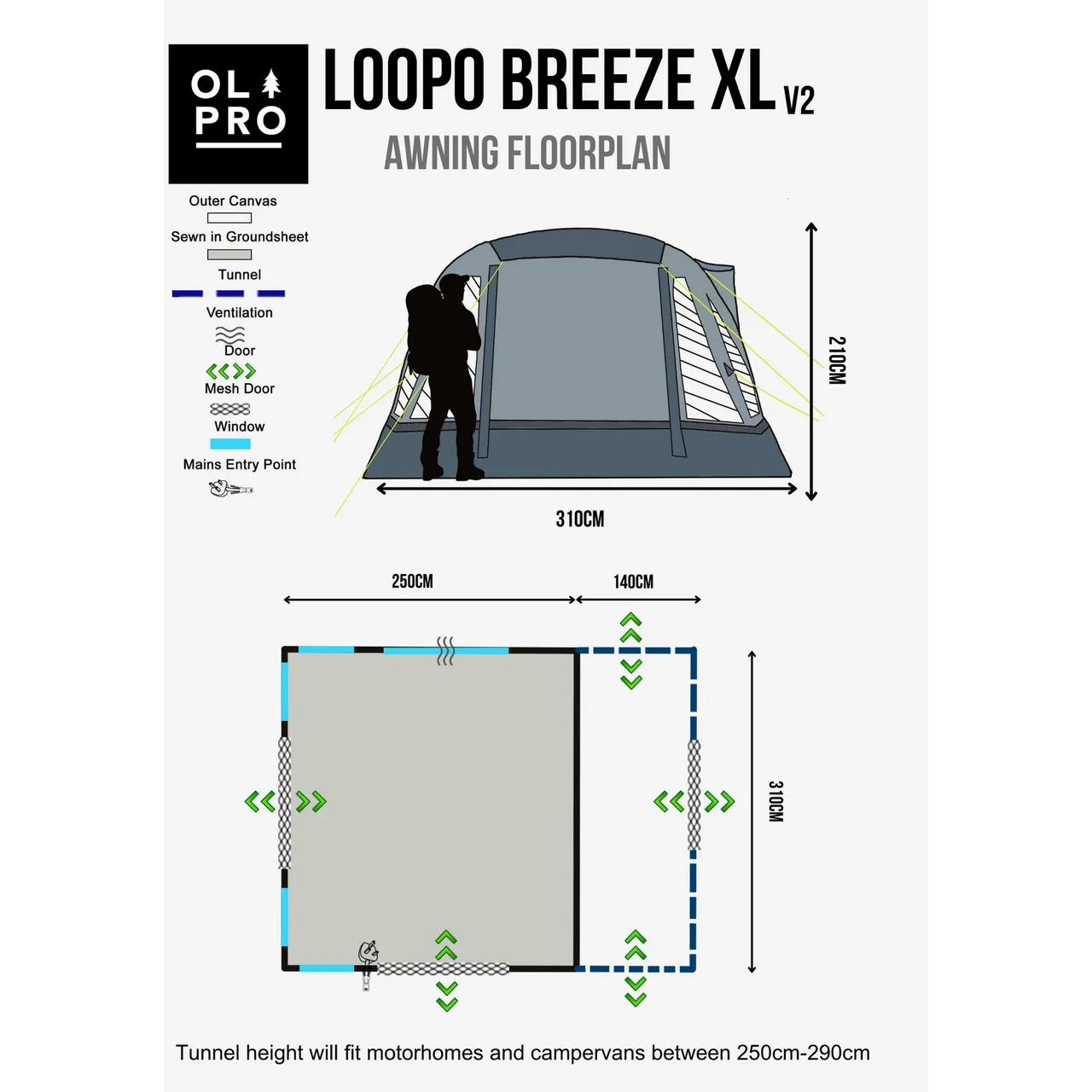 Olpro Loopo Breeze XL v2 Motorhome Awning ( Grey)