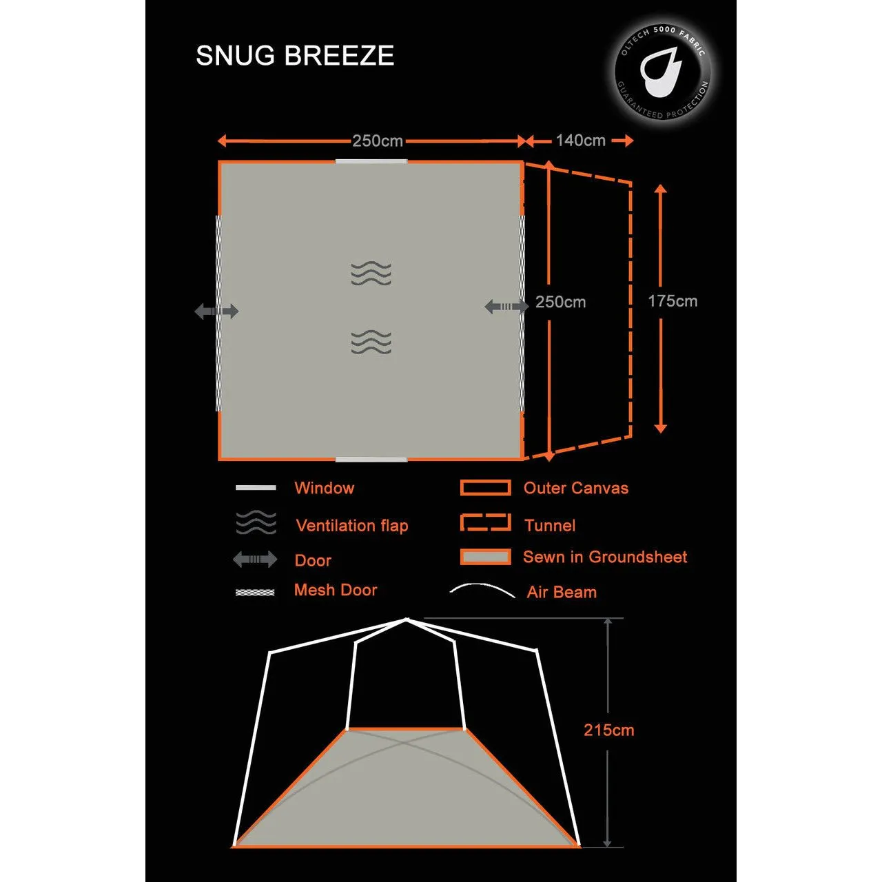 OLPRO Snug Inflatable Tailgate Campervan Awning