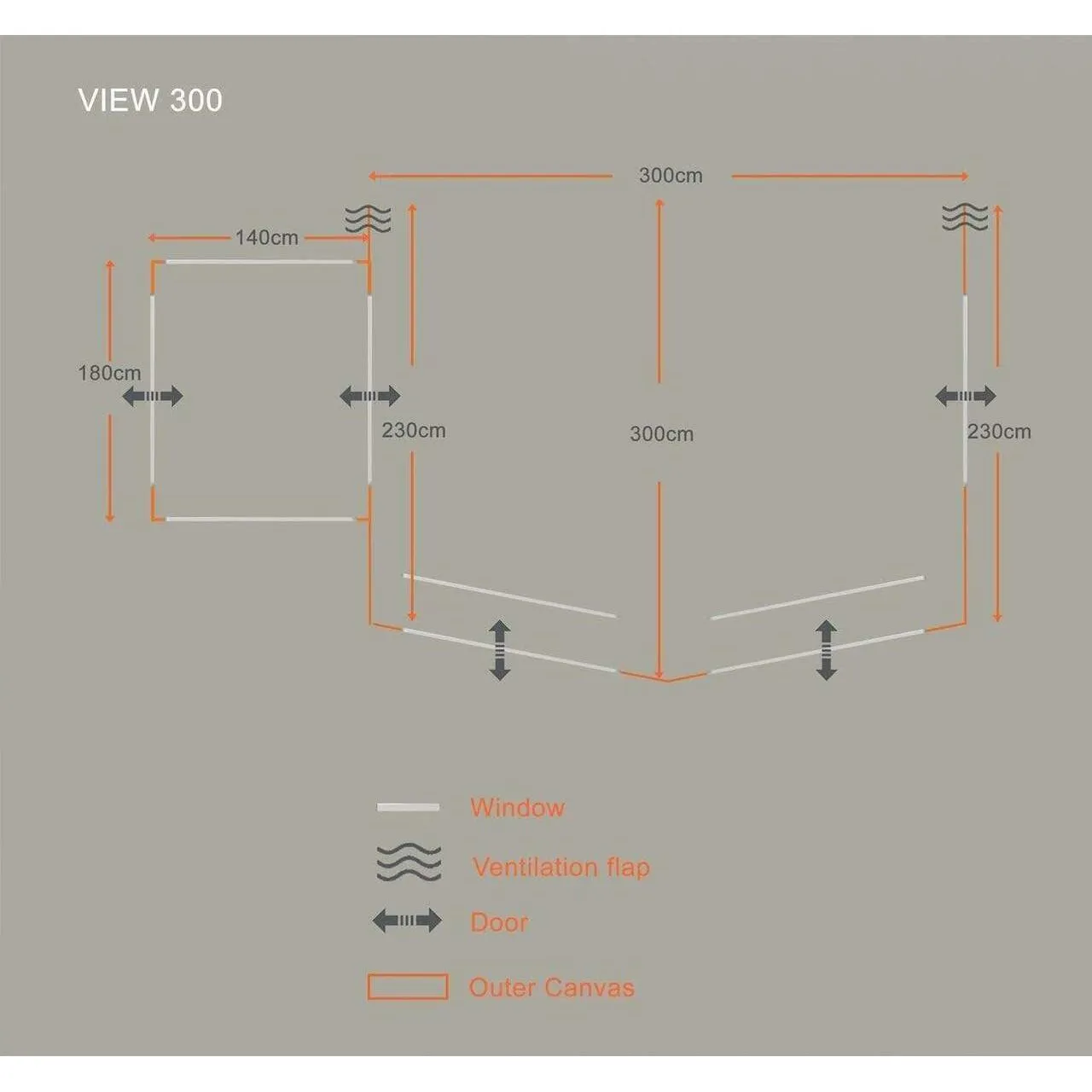Olpro View Caravan Awning – 300 with Porch