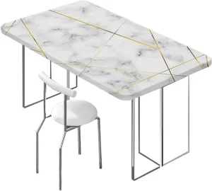 OOzie Beige Brown Tablecloth Elastic Edge Fitted Gold Cross Line Marble Soft-Touch Fitted Table Cloth, Waterproof Oil-Proof Table Cover Stripes Abstract Fits up 4 Foot Tables