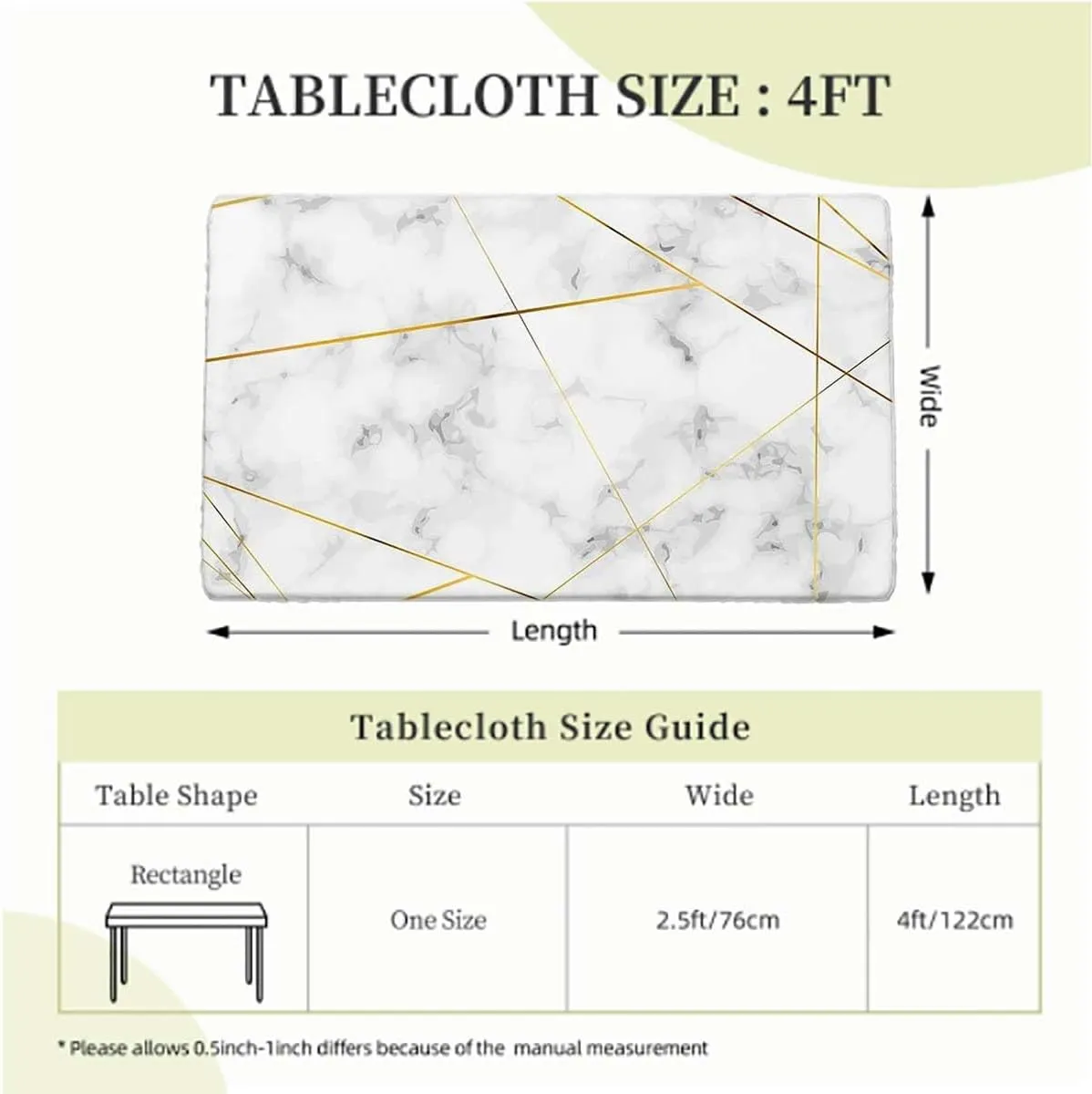OOzie Beige Brown Tablecloth Elastic Edge Fitted Gold Cross Line Marble Soft-Touch Fitted Table Cloth, Waterproof Oil-Proof Table Cover Stripes Abstract Fits up 4 Foot Tables
