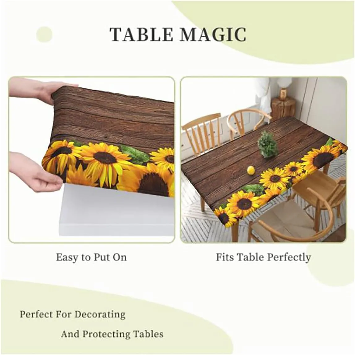 OOzie Tan Umber Brown Elastic Tablecloth for Indoors Outdoors Leopard Cheetahs Mountain Scenery Fitted Rectangular Table Cloth with Elastic Rim Africa Fits up 5 Foot Tables