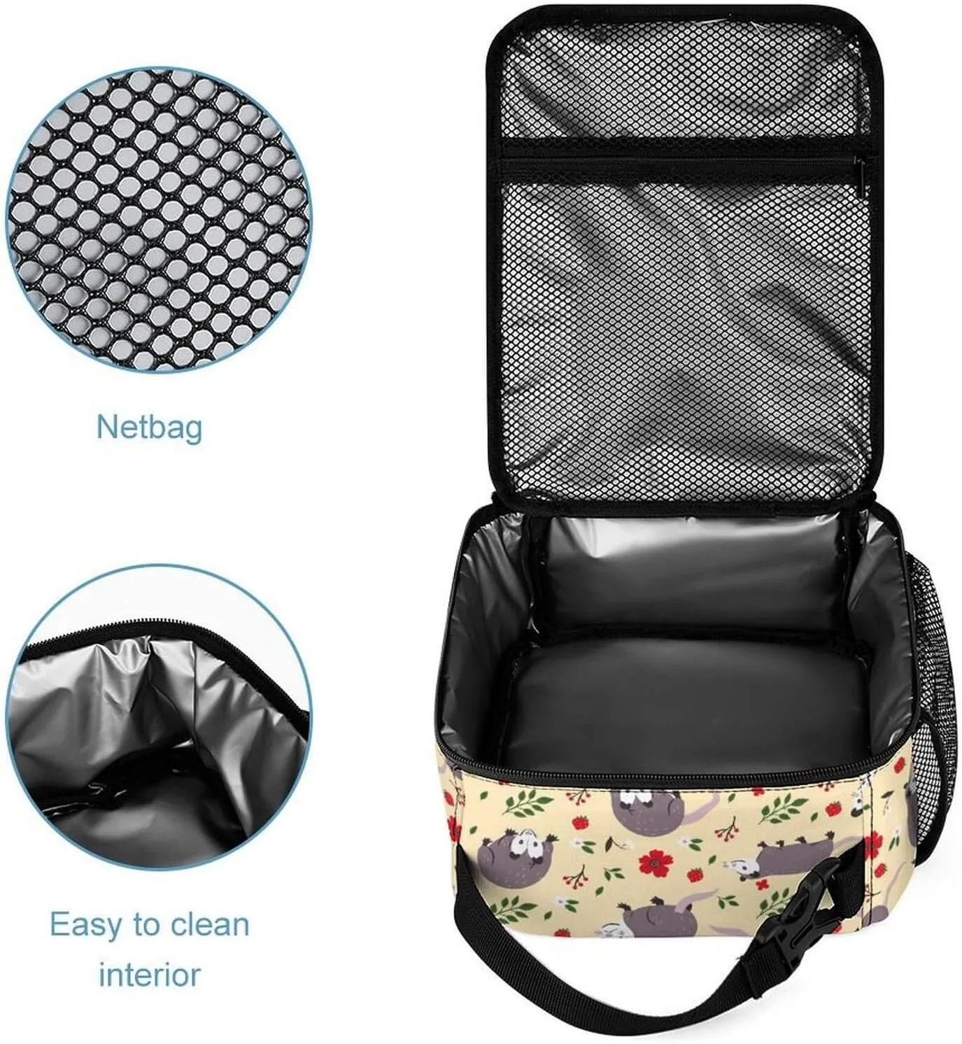Opossum Backpack with Lunch Box & Pencil Case for Kids Girls Boys School, 16 Inch Cute Opossums Bookbag, School Backpack for Students Children, Lightweight, Large Capacity