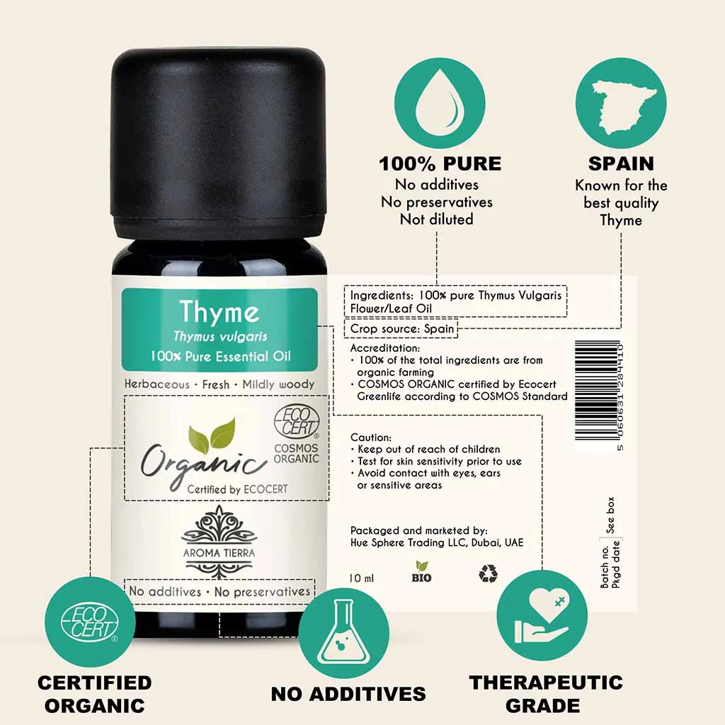 Organic Thyme Essential Oil - 100% Pure Natural