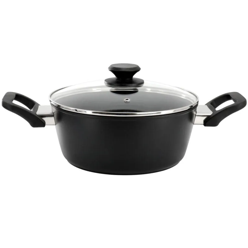 Oster Connelly 4 Quart Textured Nonstick Aluminum Dutch Oven with Lid in Black