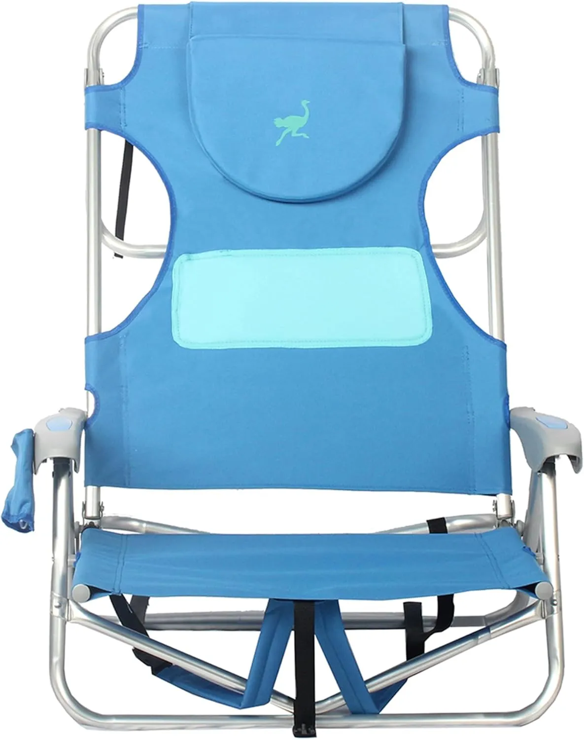 Ostrich Ladies Comfort & On-Your-Back Lightweight Beach Reclining Lawn Chair with Backpack Straps, Outdoor Furniture for Pool, Camping, or Patio, Blue