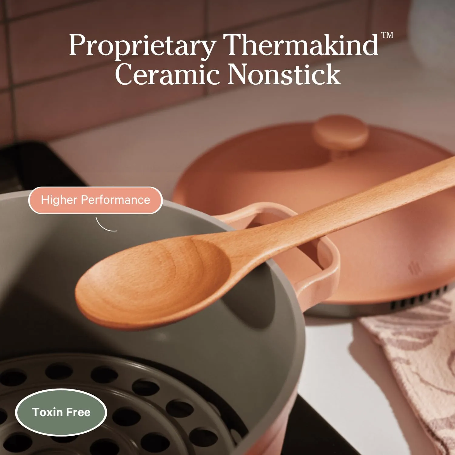 Our Place Perfect Pot - 5.5 Qt. Nonstick Ceramic Sauce Pan with Lid | Versatile Cookware for Stovetop and Oven | Steam, Bake, Braise, Roast | PTFE and PFOA-Free | Toxin-Free, Easy to Clean | Lavender