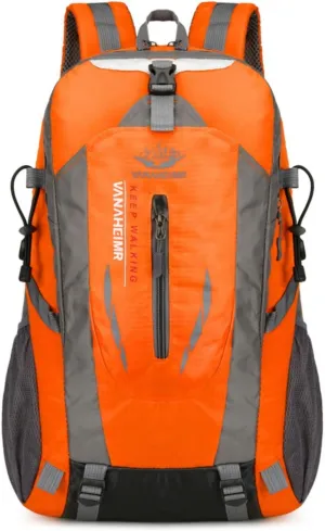 Outdoor backpack, camping mountaineering bag, hiking waterproof, backpack, men's leisure travel sports backpack (Color : Orange)