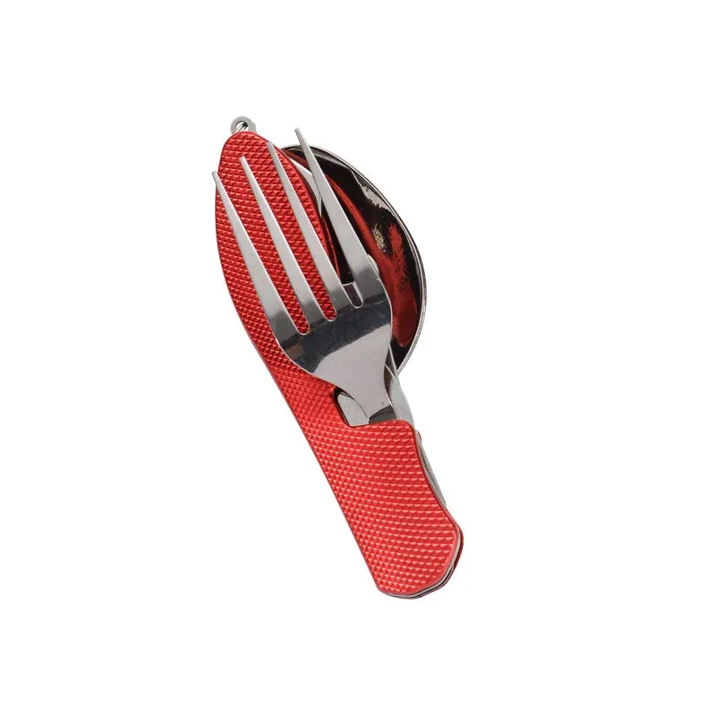 Outdoor Camping Utensils Portable Stainless Steel Foldable Spoon Fork Knife Bottle Opener Combo Set Cutlery Tableware Multitool