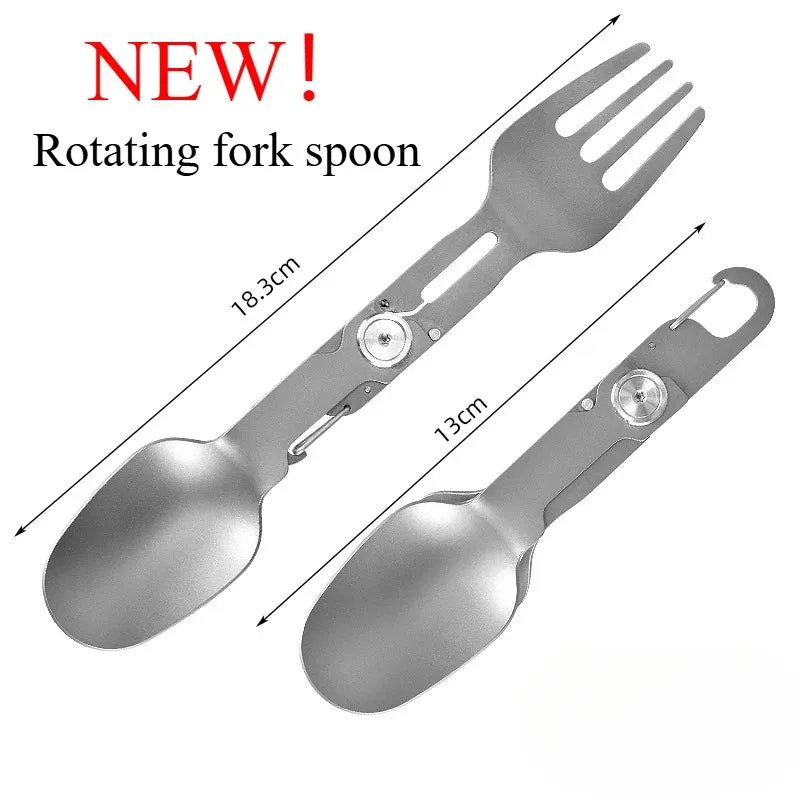 Outdoor Camping Utensils Portable Stainless Steel Foldable Spoon Fork Knife Bottle Opener Combo Set Cutlery Tableware Multitool