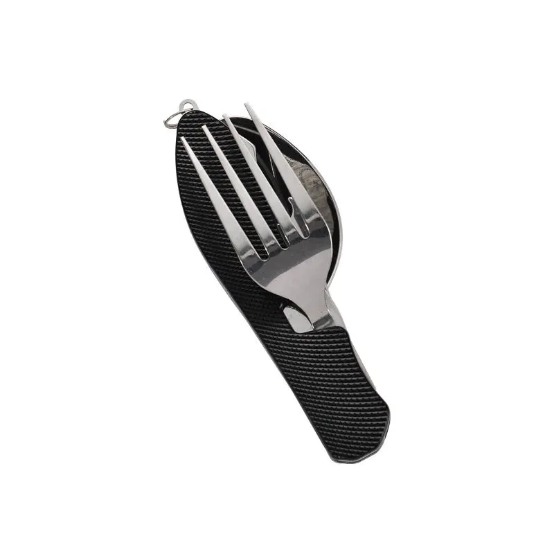 Outdoor Camping Utensils Portable Stainless Steel Foldable Spoon Fork Knife Bottle Opener Combo Set Cutlery Tableware Multitool