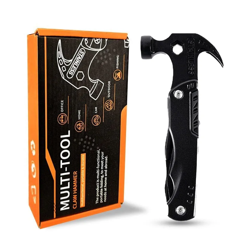 Outdoor Multitool Claw Hammer - Portable Folding Camping Hammer with 14 Functions for Camping, Hiking, Hunting