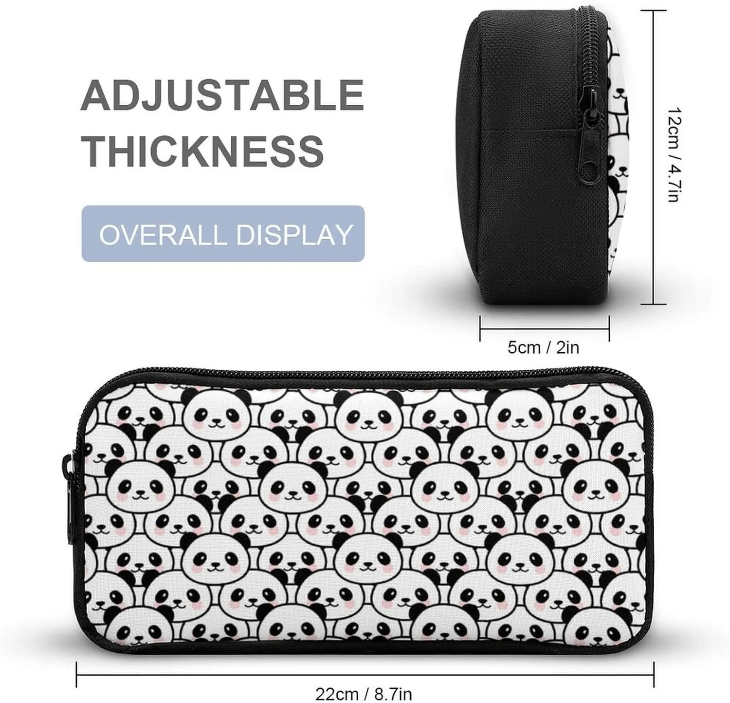Panda Backpack with Lunch Box & Pencil Case for Kids Girls Boys School, 16 Inch Cute Pandas Bookbag, School Backpack for Students Children, Lightweight, Large Capacity