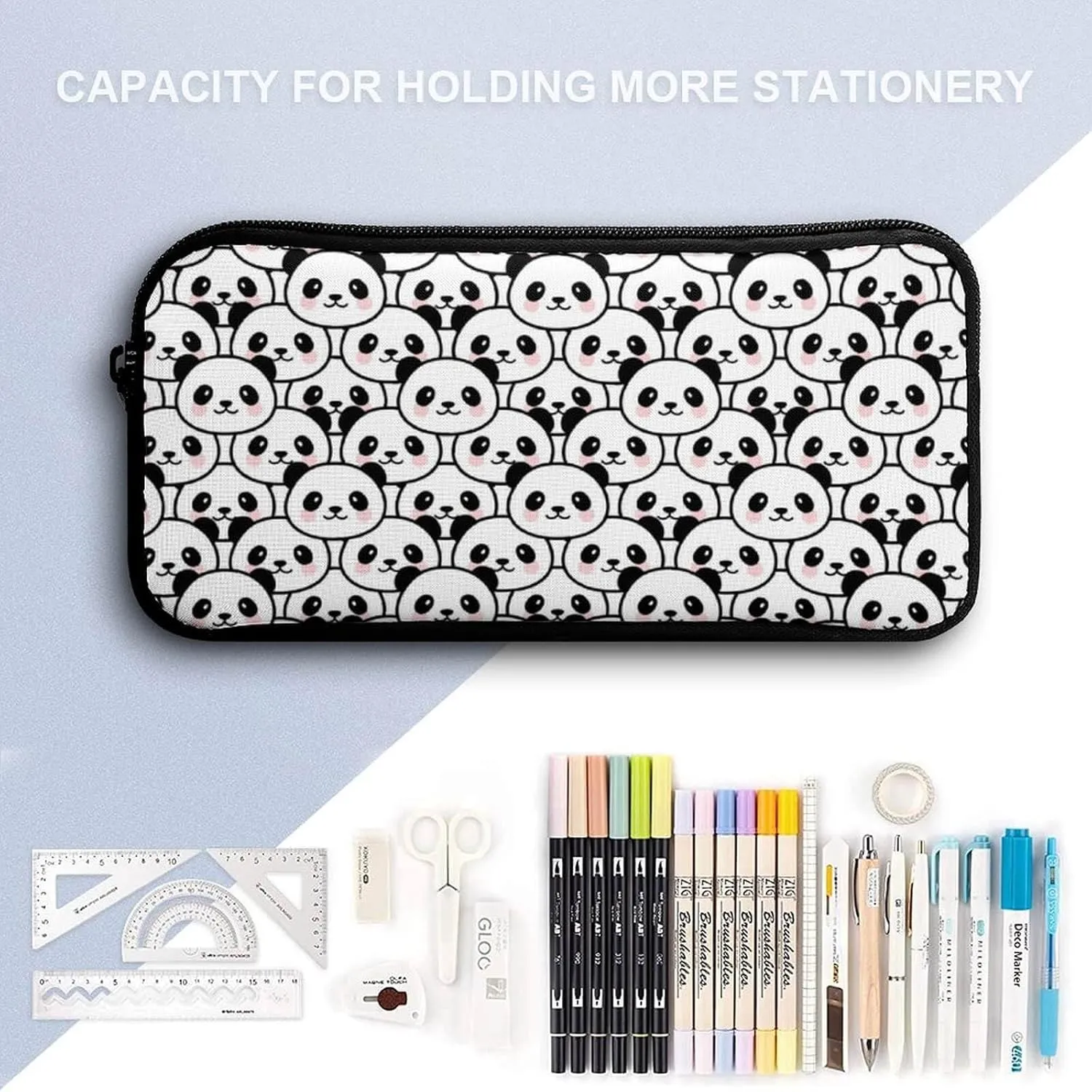 Panda Backpack with Lunch Box & Pencil Case for Kids Girls Boys School, 16 Inch Cute Pandas Bookbag, School Backpack for Students Children, Lightweight, Large Capacity