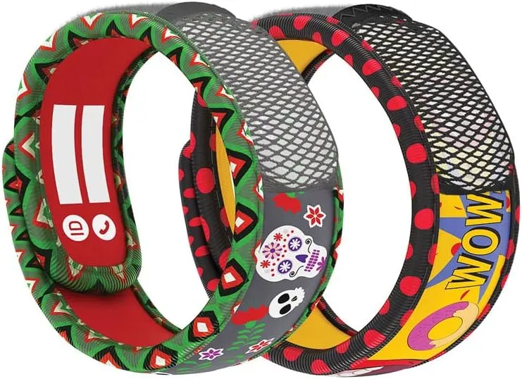 PARA'KITO Mosquito Bonus Pack - 2 Kids Wristbands & 2 Refills Dark Roses/Pop Art