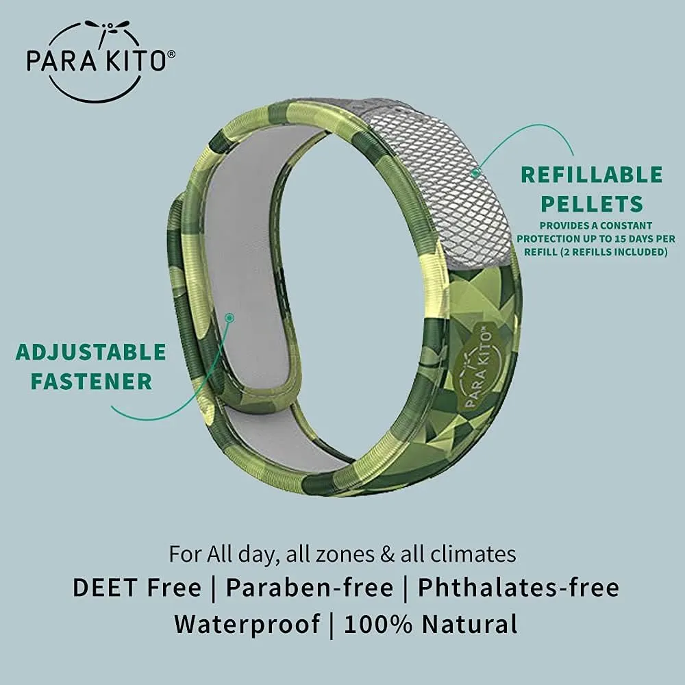 PARA'KITO Mosquito Insect & Bug Repellent Wristband - Waterproof, Outdoor Pest Repeller Bracelet w/Natural Essential Oils (Adventure)