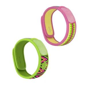 PARA’KITO® Mosquito Repellent Adult Double Wristband - Green Inka / Pink Inka