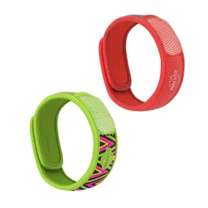 PARA’KITO® Mosquito Repellent Adult Double Wristband - Green Inka / Red