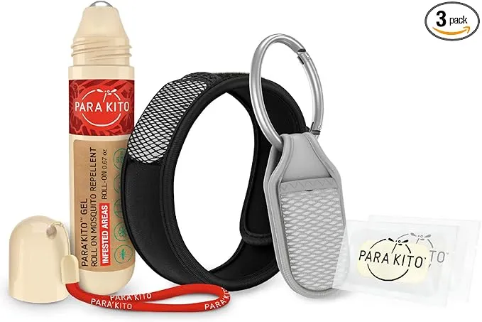 PARA'KITO Mosquito Repellent Bundle - 1 Roll-on | 1 Wristband | 1 Clip (Roll-on   Black   Sage)