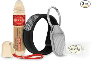PARA'KITO Mosquito Repellent Bundle - 1 Roll-on | 1 Wristband | 1 Clip (Roll-on   Black   Sage)
