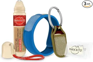 PARA'KITO Mosquito Repellent Bundle - 1 Roll-on | 1 Wristband | 1 Clip (Roll-on   Blue   Camo)