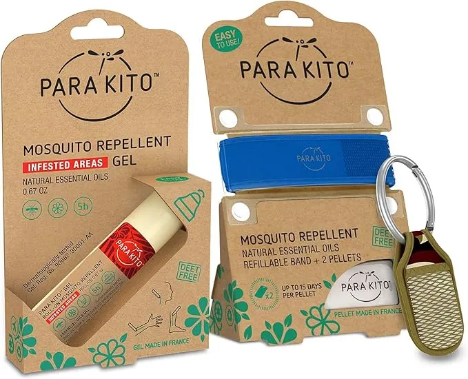 PARA'KITO Mosquito Repellent Bundle - 1 Roll-on | 1 Wristband | 1 Clip (Roll-on   Blue   Camo)