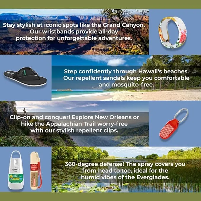 PARA'KITO Mosquito Repellent Bundle - 1 Roll-on | 1 Wristband | 1 Clip (Roll-on   Hawaii   Black)