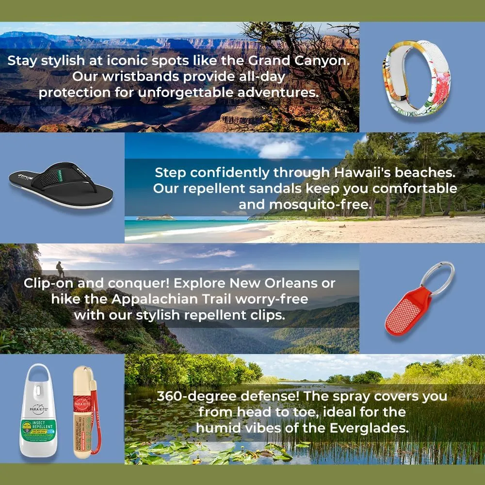 PARA'KITO Mosquito Repellent Bundle - 1 Roll-on | 1 Wristband | 1 Clip (Roll-on   Hawaii   Black)