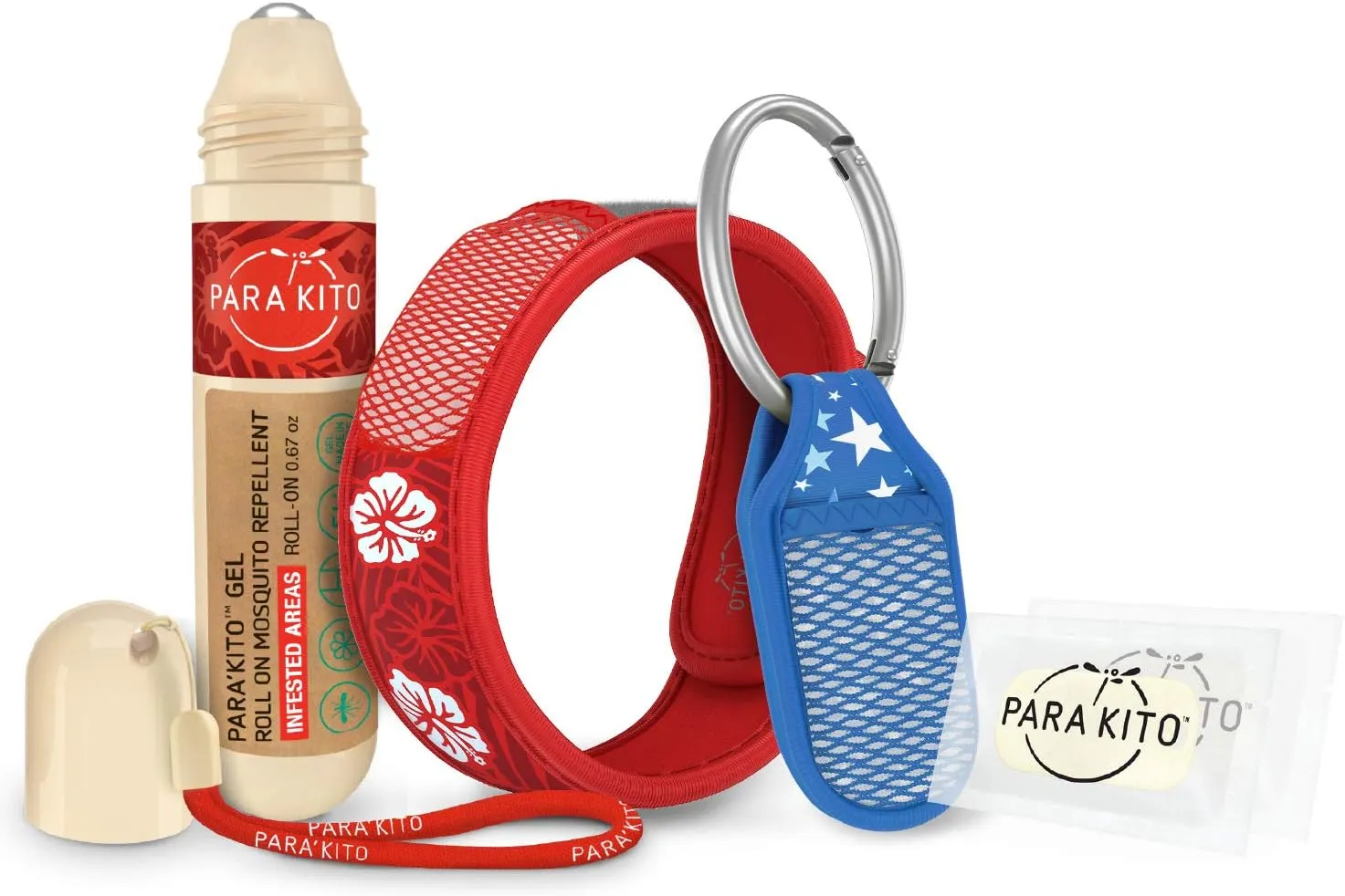 PARA'KITO Mosquito Repellent Bundle - 1 Roll-on | 1 Wristband | 1 Clip (Roll-on   Hawaii   Blue)